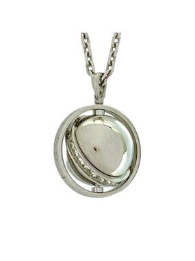 Louis Vuitton Pendant LV Globe Necklace Silver Crystal Metal Gorgeous